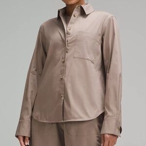 lululemon cotton blend poplin button down shirt S New